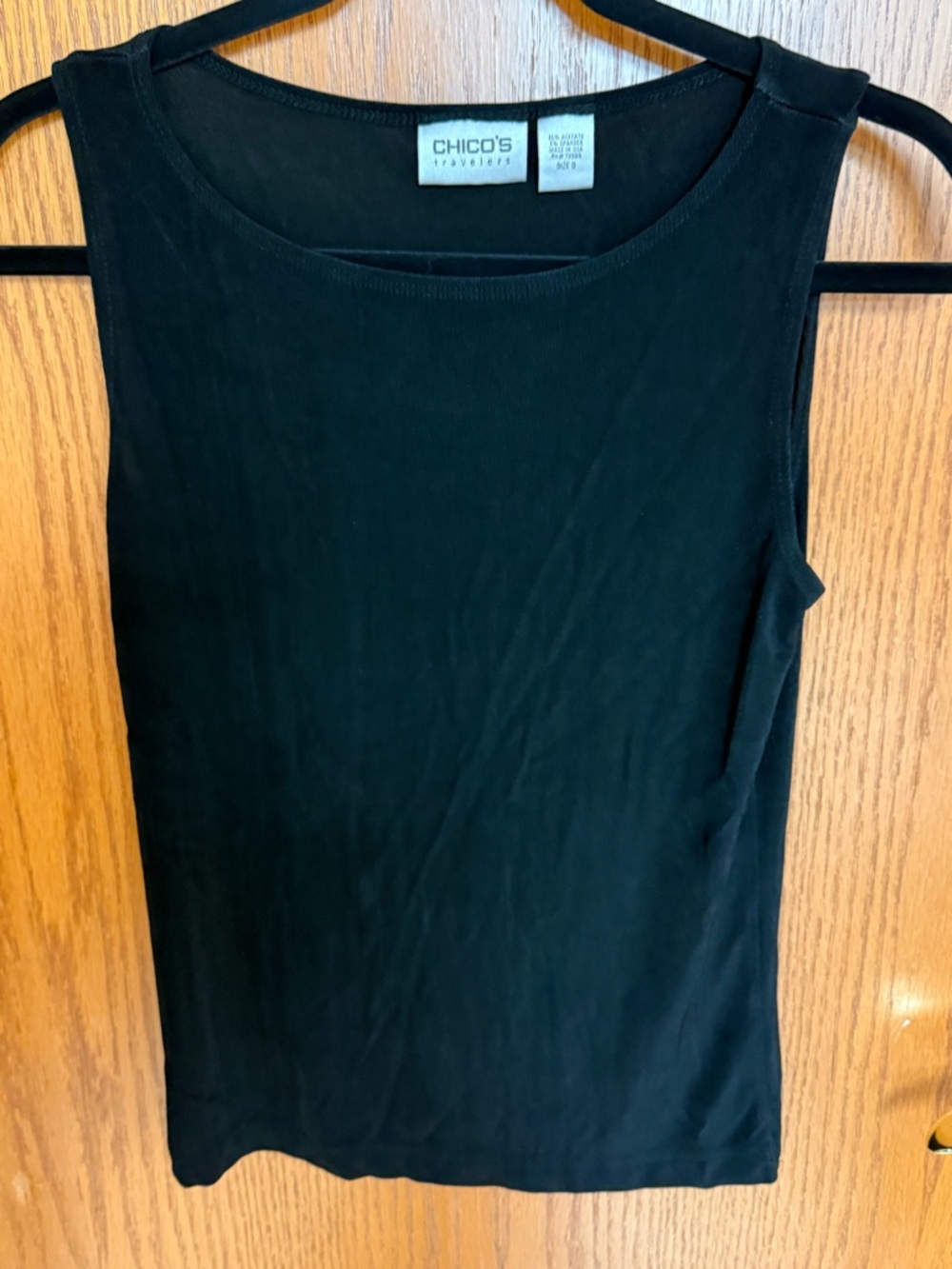 Chico's Black Scoop Travelers Collection Neck Sleeveless Knit Tank